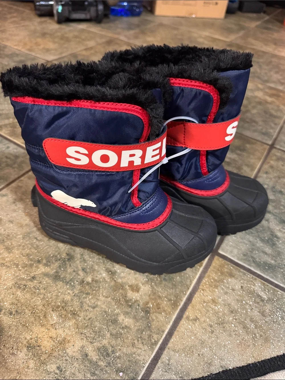 Sorel Kids Navy, Red and Black Insulated Snow Boots